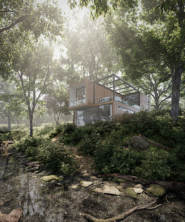 Exterior Visualization - Cabin in the woods