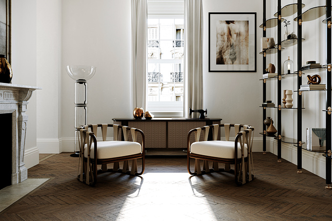 A beautiful and harmonic interior living room in London painted with nicely combined earth tones and properly placed decorative objects give this interior shot a unique and pleasant style.