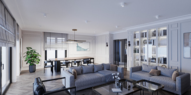 S.K. House living room design and render