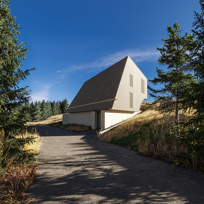 Mountain house exterior visualization.
Architecture: VOUA Arhitectura + Design.