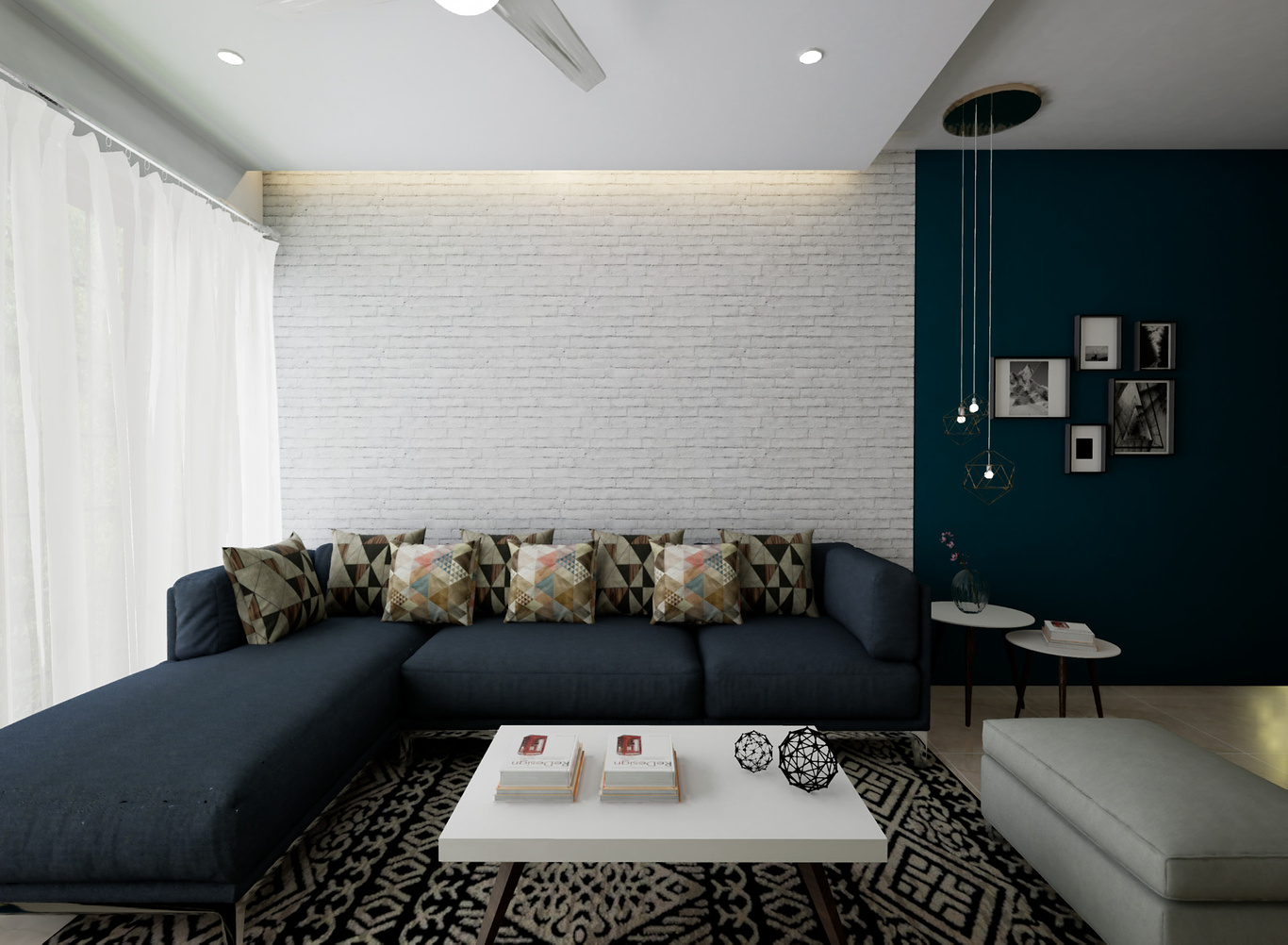 Contemporary Modern Living Room | Shashank Chaudhary - CGarchitect