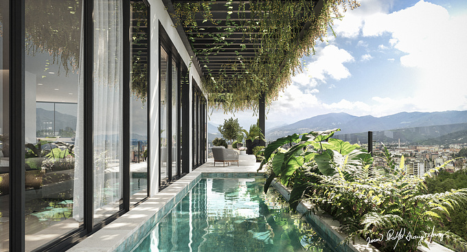 These are some images based architecturally on a penthouse of an apartment building located in the city of Cali, Colombia. 