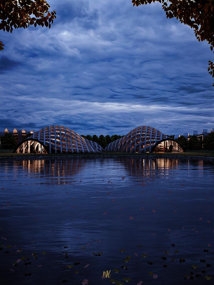 A View of the gorgeous
parametric structure of the Art Museum