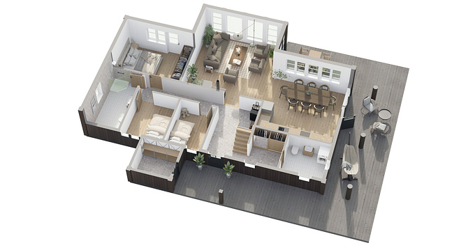 Few examples of our produced 3D/2D floor plans 