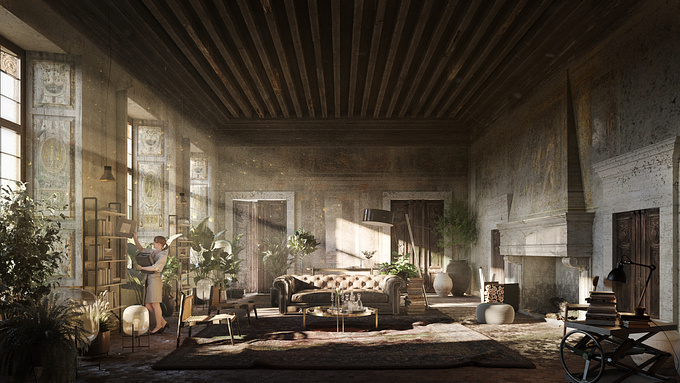 Personal Project - Working with volumetric lighting scenarios and testing out the corona decals functions.

This set is a before and after; my version of what renovating an old, abandoned renaissance Italian villa would look like.