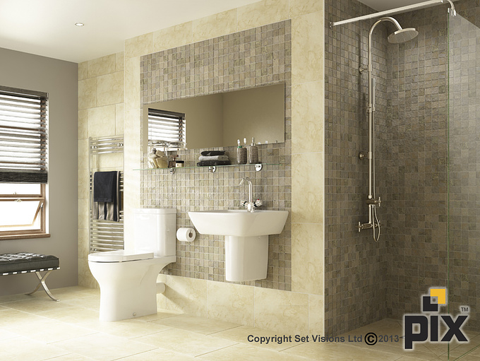 http://www.setvisionspix.co.uk/
This CGI photography Bathroom image was designed and produced by our in house team of CG artists, illustrators and photographers our aim was to produce true photo-realistic illustrations of  the products in CG room sets.