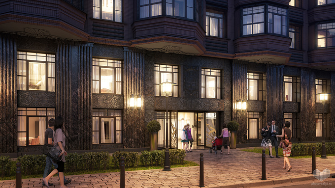 Photoreal3d - http://photoreal3d.ru
Night view of art deco inspired residential complex.