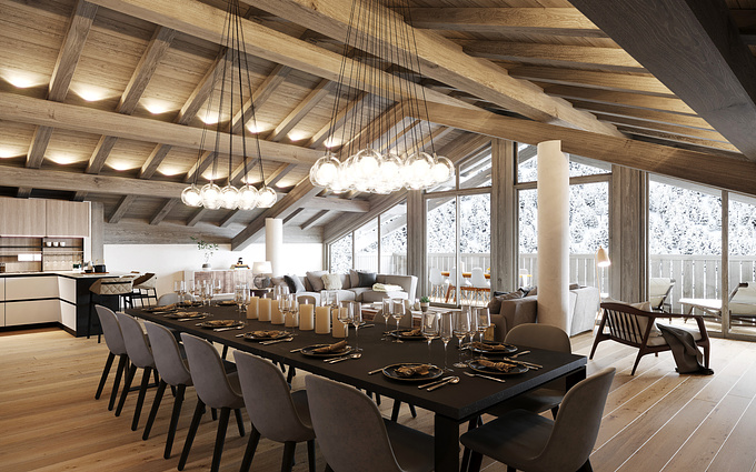 Valentinstudio - http://www.valentinstudio.com/en/
For this project we aimed to create a contemporary looking real estate property, but at the same time inspired by the style of winter chalets.

Used : 3dsmax + Corona Renderer