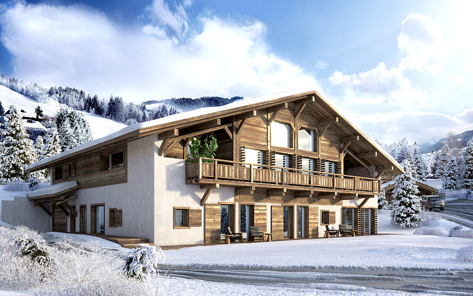 3D visualization of a luxurious chalet in the French Alps
Made with 3dsmax + Corona Renderer