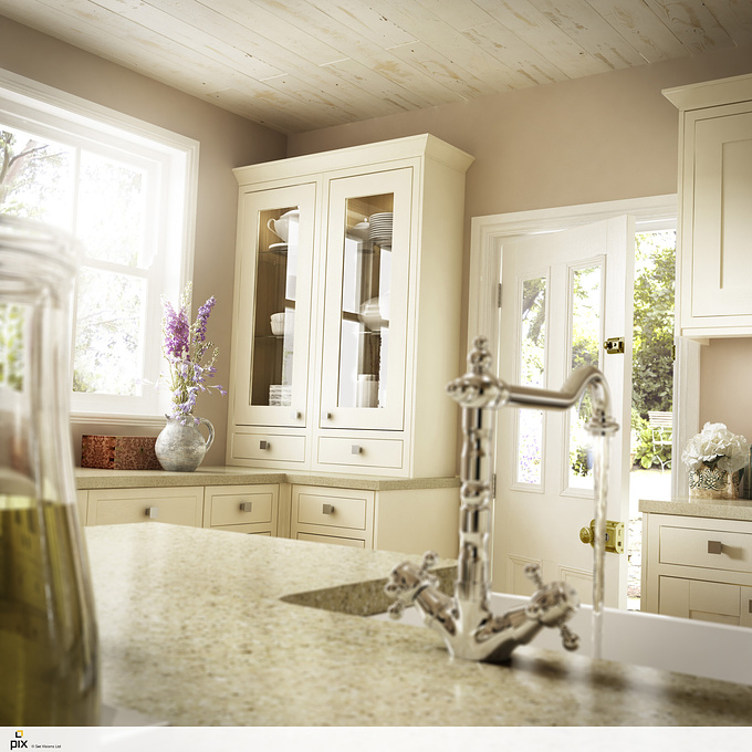 http://www.setvisionspix.co.uk/
Created for a national kitchen supplier this image has a great lifestyle feel. The traditional shaker kitchen was designed by our in-house stylist with camera and composition directed by our CGI photography team.