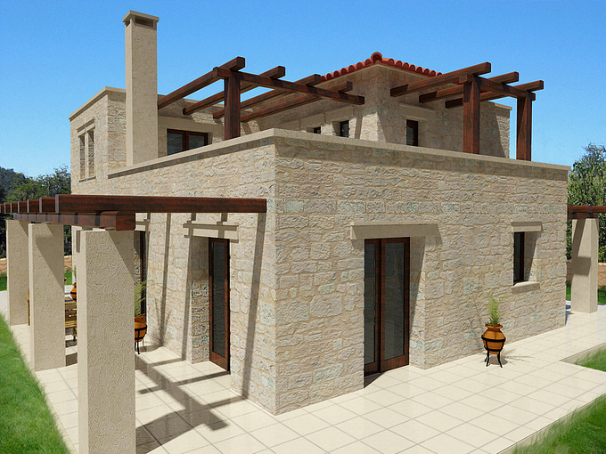  - http://
Exterior visualization of a stone built two floor traditional home.
Will be built in Greece.
Modeled: 2011