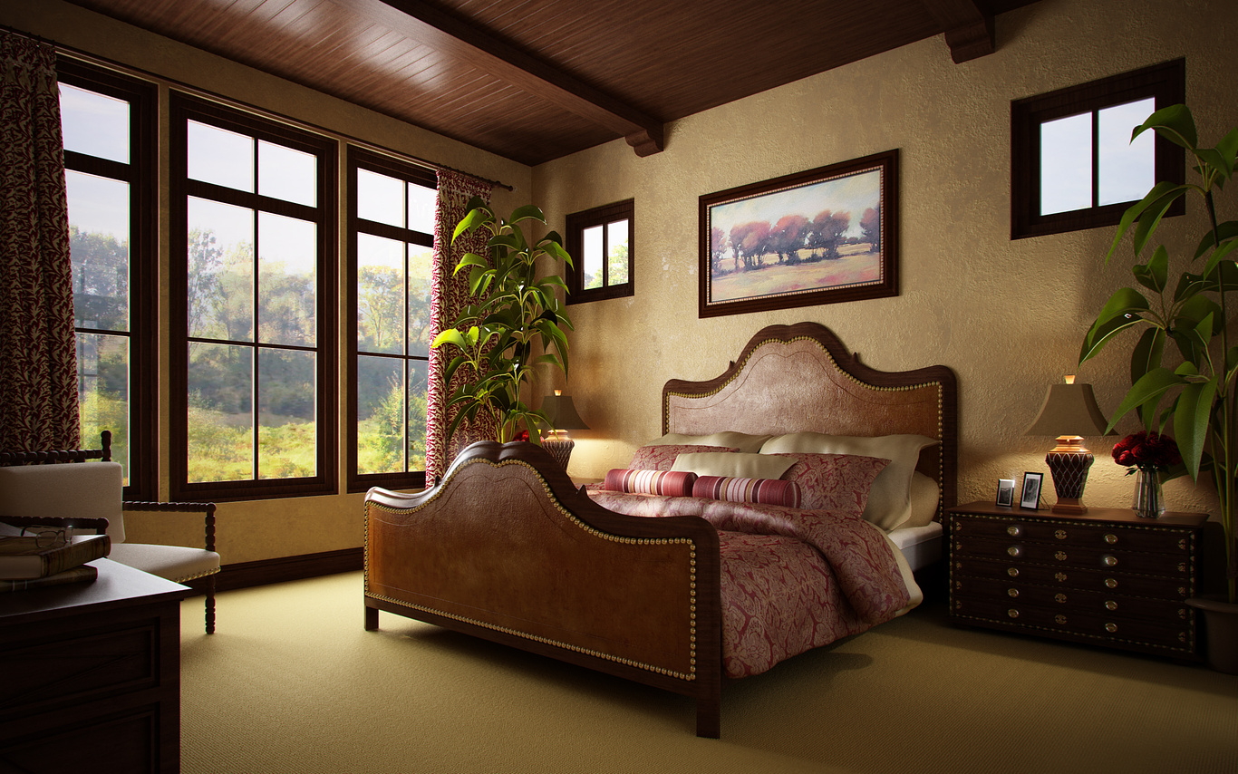 Spanish Style Bedroom Gaston Medina CGarchitect Architectural 