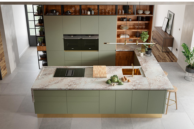 Some more of our recent kitchen CGI, this time a gorgeous kitchen with a light green palette, complemented with vivid timber textures and black metal framed open shelving.

The kitchen layouts were provided by our client, with the production and styling by our skilled team of 3D designers, using 3DSMax and rendered using Corona renderer. Additional finishing touches and colour adjustments were made using Adobe Photoshop and Fusion Studio 16.

More kitchens at > https://www.pikcells.com/gallery/kitchens