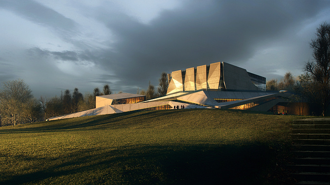 Vilnius concert hall is a design competition entry n Lithuania. The art direction and visualization is crafted by NAG Studios, and the design was created by IATBW Architects.