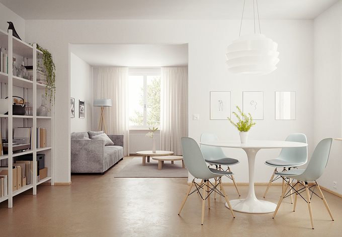 In-house Study Project, white interior, scandinavian
Blender / Cycles / Photoshop
Created by 3DM