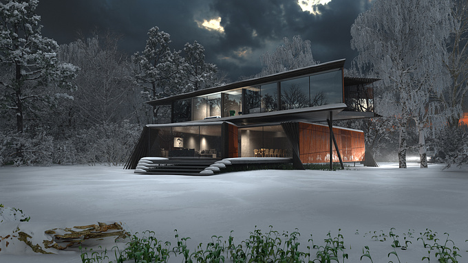 Mighty Visage Studios - http://www.mightyvisage.co.uk
This is an award winning architectural design by Bentleys and Carter Architects in Sussex.

We were asked to produce a different image for each of the seasons. This is winter.