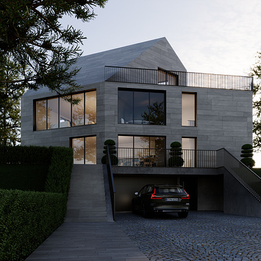 Modern villa night view 1