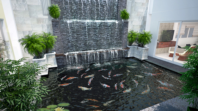modern koi fish pond
