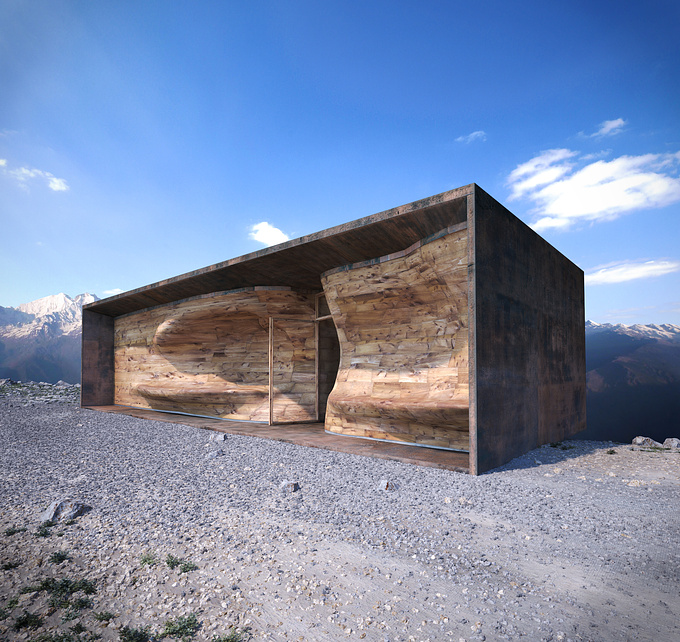 The work is inspired by a famous project of Snohetta.
3ds max, vray, Photoshop.