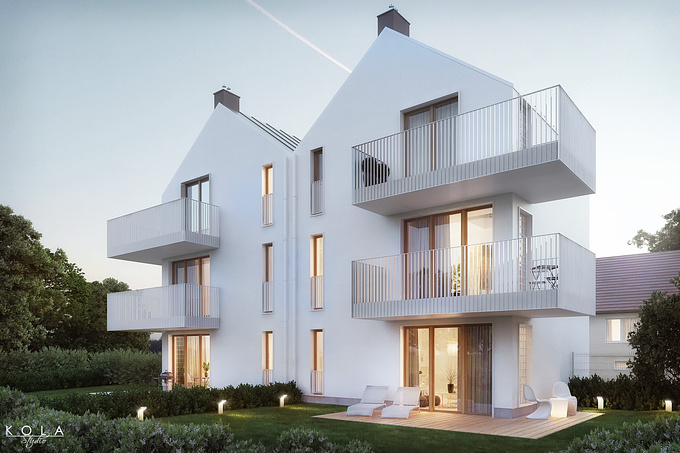 Low rise residential architecture from Poland - exterior visualisations prepared for investment promotion. More visuals &gt;&gt; https://www.facebook.com/kolastudio/