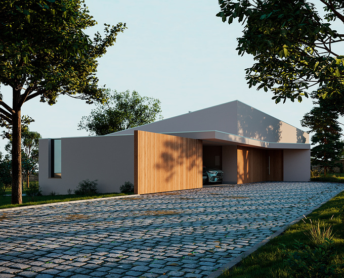 Visualization based and referenced on a house developed by Ana de Bastos.  "Casa Santos / Ana de Bastos" [Casa dos Santos / Ana de Bastos]. ArchDaily.
