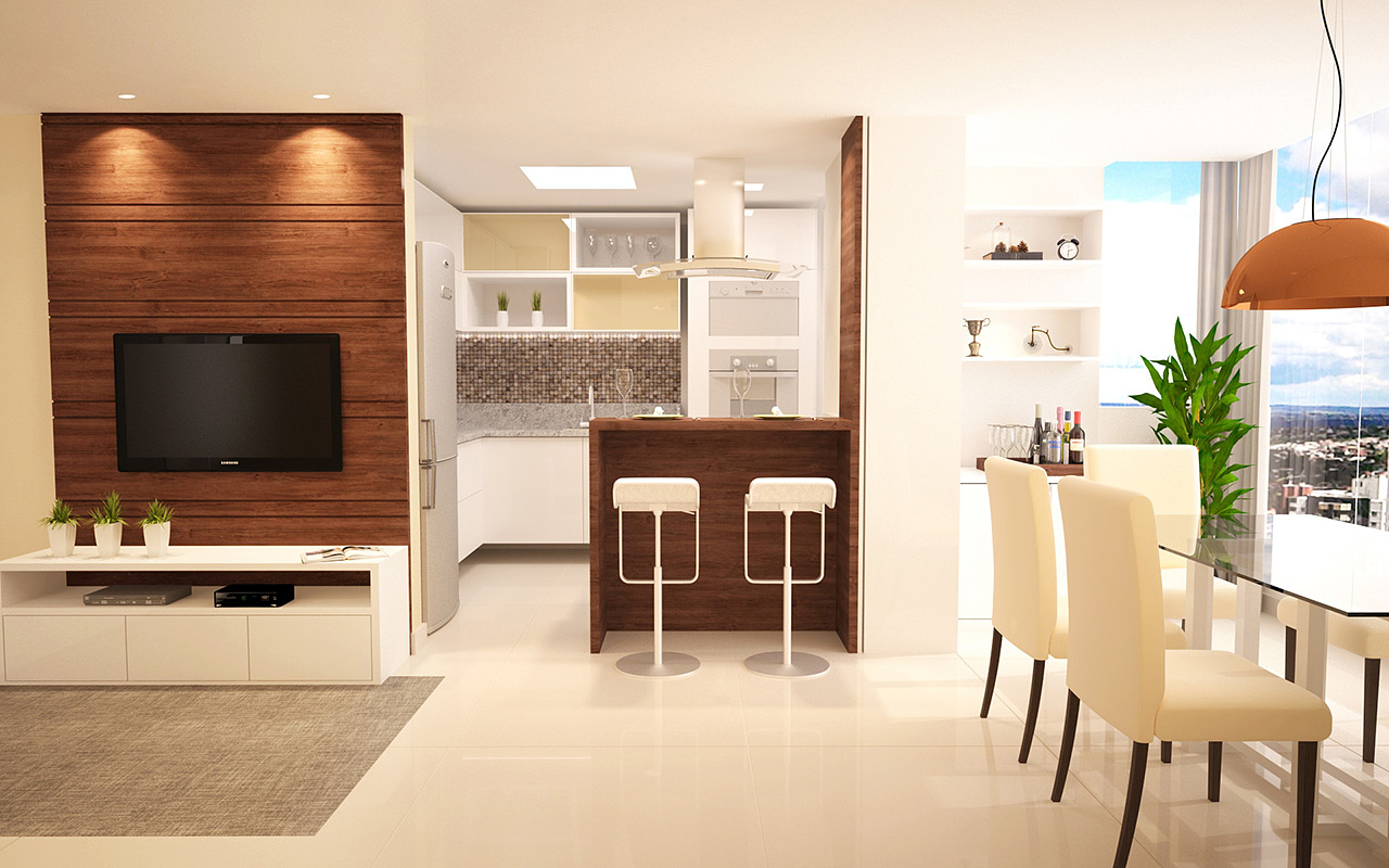 Modern living and dining room | Rodrigo Dias - CGarchitect