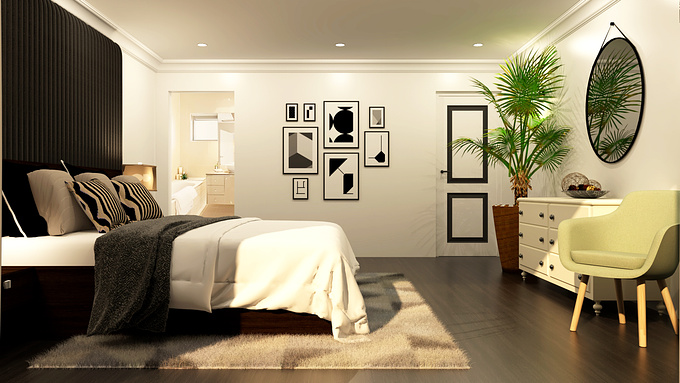 Modern Bedroom Visual. Pleased with the lighting and composition, still a along way to go but staying consistent and learning as i go. Once again, critic and ideas are welcome.