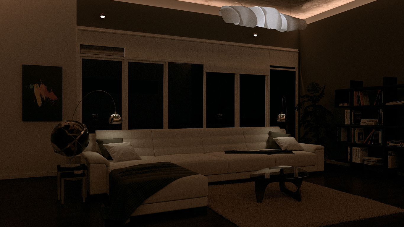 normal living room at night
