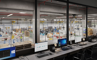 3D Interior renderings: Warehouse, Research, and Production Spaces