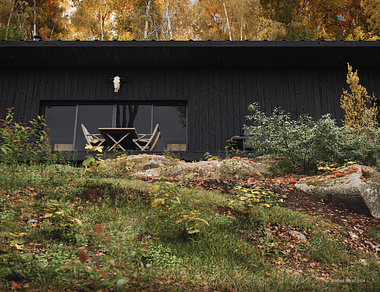 Wooden Forest Black Cabin