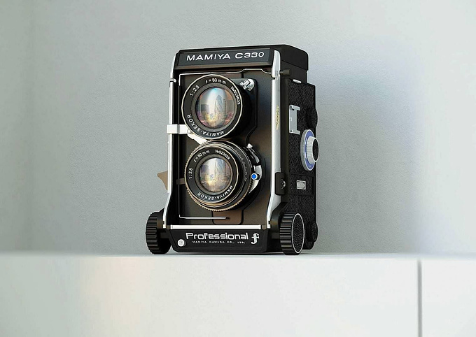 Line Creative - http://www.line-creative.uk
Mamiya C330 cg made as part of an interior archiz product design composition stressing the reflections on the lenses.