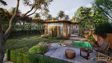 3d architectural visualization companies: architectural, animation, visualization, company, villa, Luxury, bungalow, 3D, house, visualization, Garden, front yard, furniture, pool, chair, nature