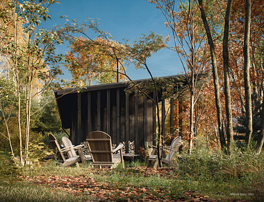 Wooden Forest Black Cabin