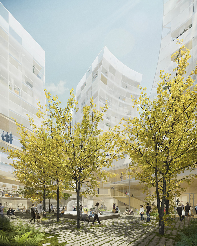 Competition image for a mixed building, university + Multi-residential, in Paris, FRANCE
Architect: Steven Holl Architects + h2o architectes
