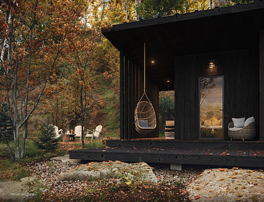 Wooden Forest Black Cabin