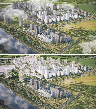 Visualization of the development plan. Oktyabrsky on Tura. Brusnika. Tyumen.