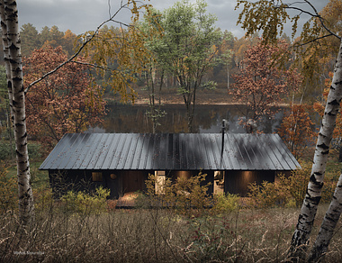 Wooden Forest Black Cabin