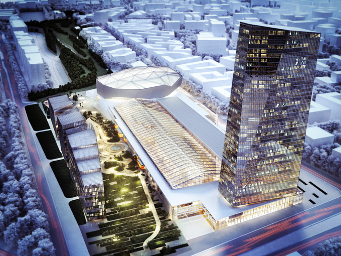 NUBO
3D visual for an architectural competition in Warsaw, Poland. The concept shows the building complex of the newly designed railway station in the centre of Warsaw.