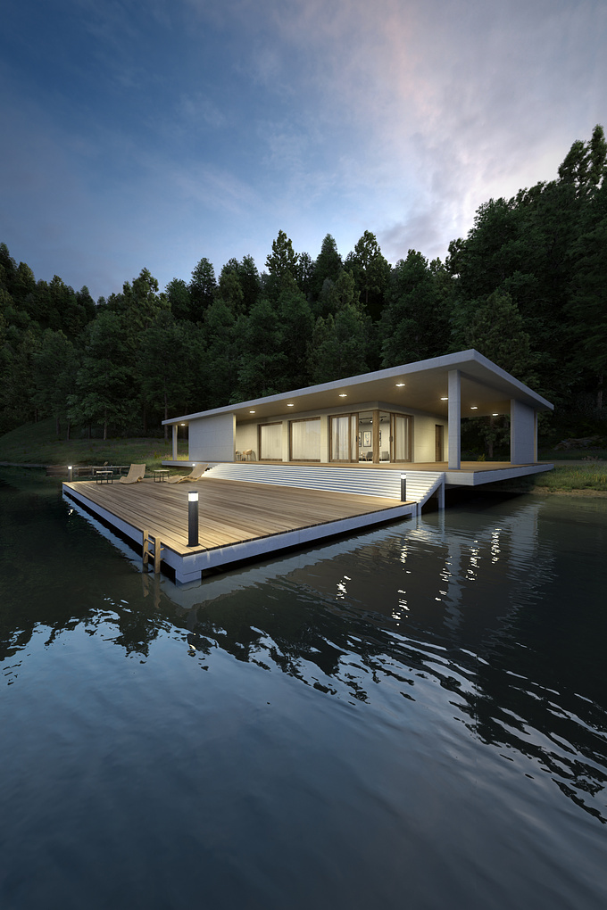 Hi eveyrone,
this is my first exterior - made just for practise.

There's one more frame I made which you can see under below link:
https://www.behance.net/gallery/61210205/Lake-House