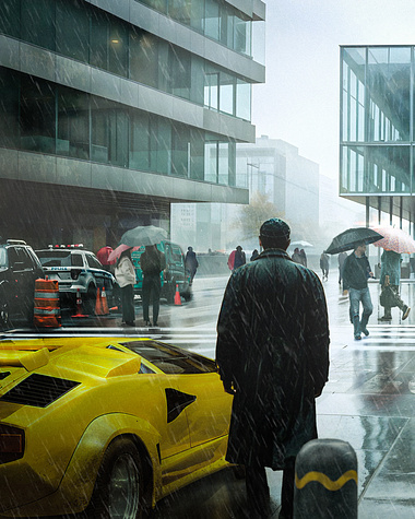 Rain man 2029. City scene