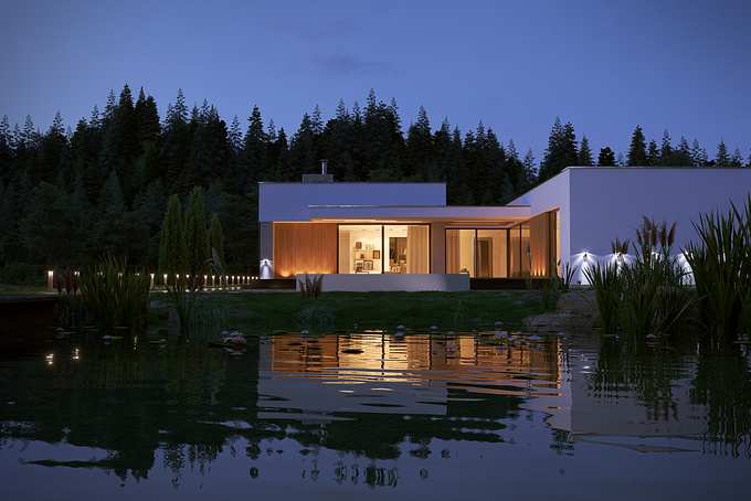 Vizionik LTD - http://Vizionik LTD
The project of the Villa is made in the framework of increasing the skill of exterior 3D visualization. The main purpose of the project was to place modern architecture in a hilly area with a large lake. Also wanted to reflect a different mood change the time of day and weather conditions.