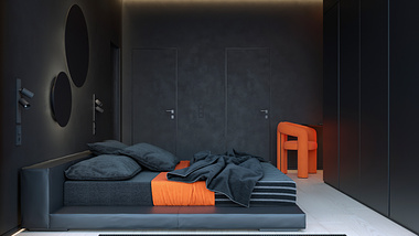 80 square meters apartment in dark minimalism
