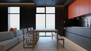 80 square meters apartment in dark minimalism